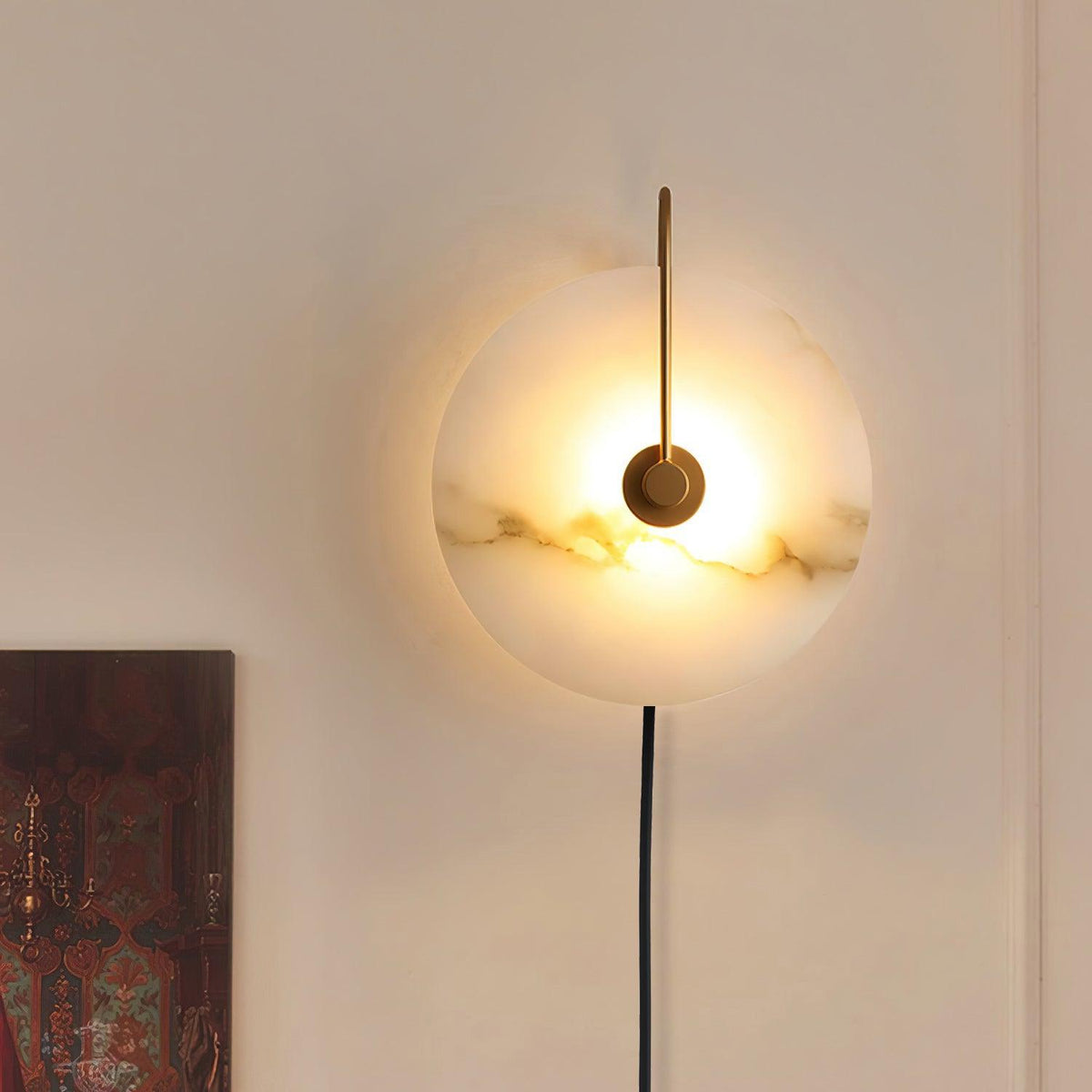 Alabaster Disc LED Plug-In Wall Lamp