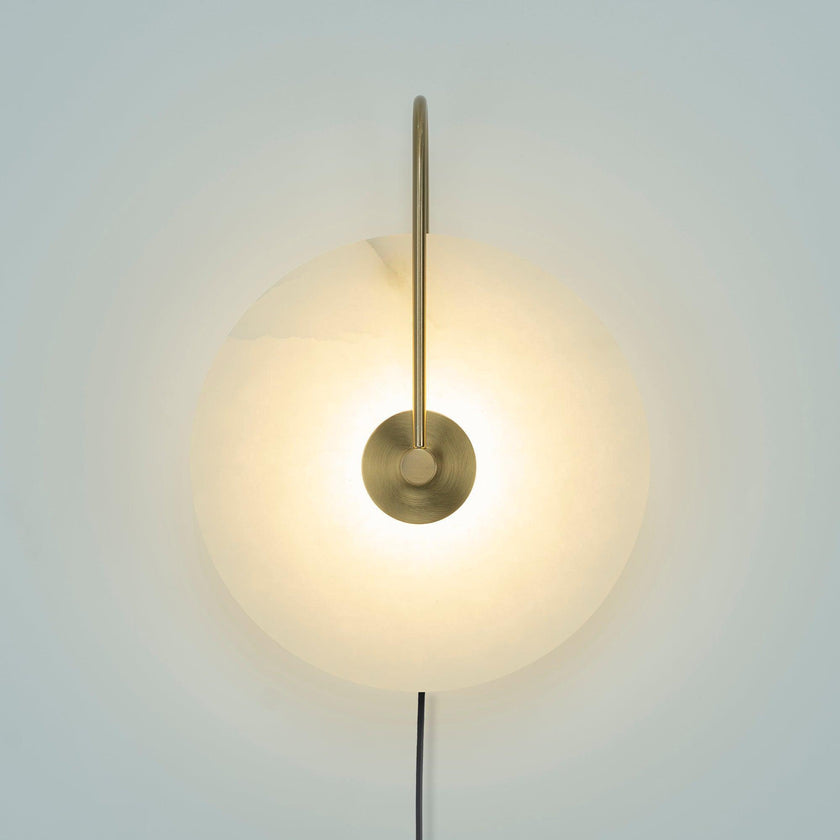 Alabaster Disc LED Plug-In Wall Lamp