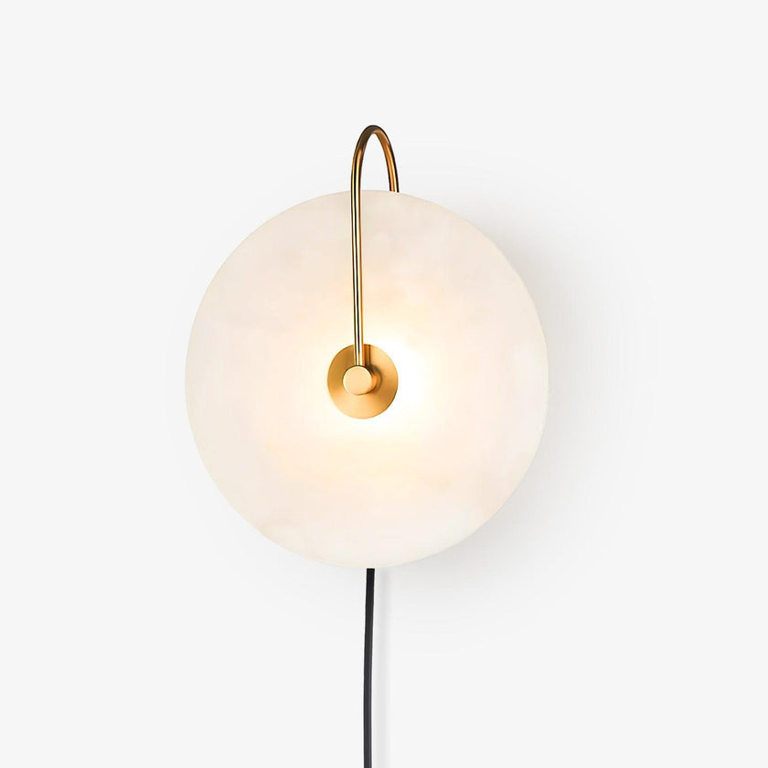 Alabaster Disc LED Plug-In Wall Lamp