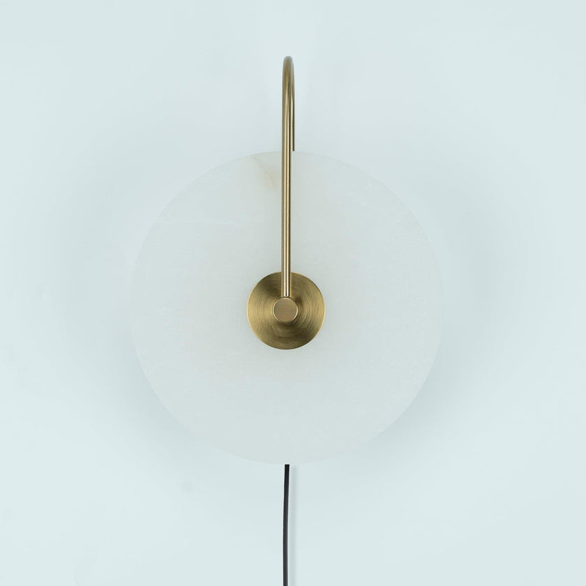 Alabaster Disc LED Plug-In Wall Lamp