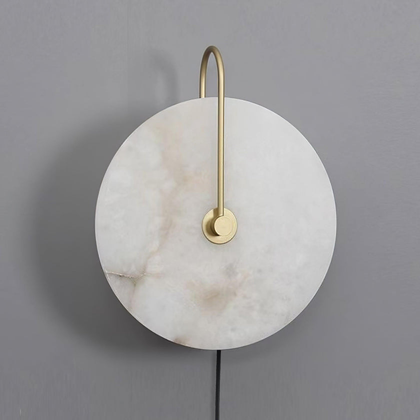 Alabaster Disc LED Plug-In Wall Lamp