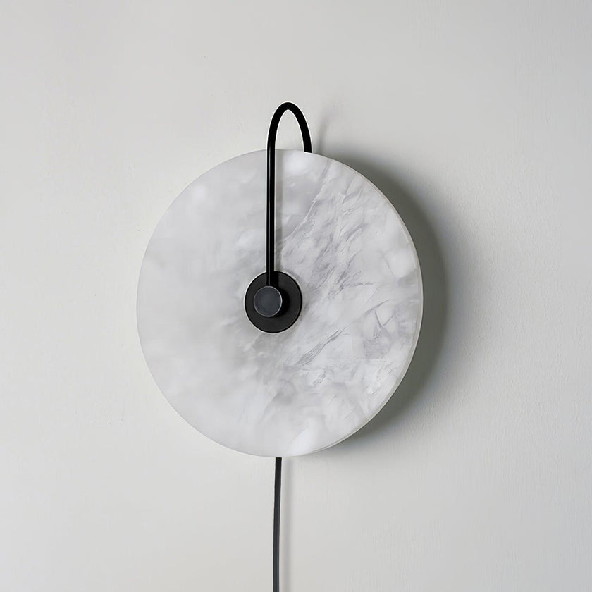 Alabaster Disc LED Plug-In Wall Lamp