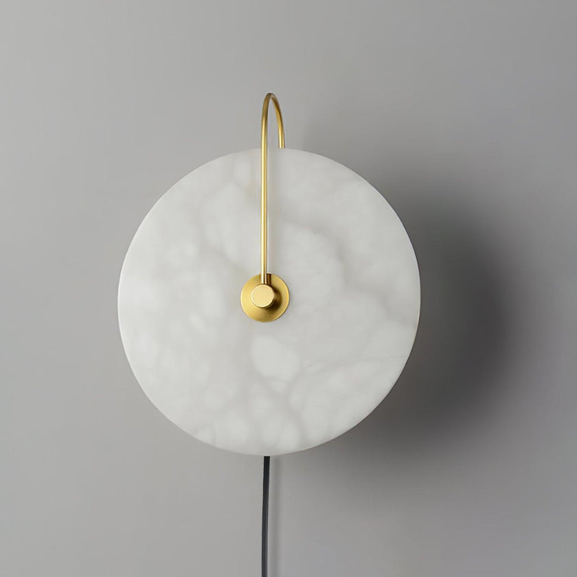 Alabaster Disc LED Plug-In Wall Lamp