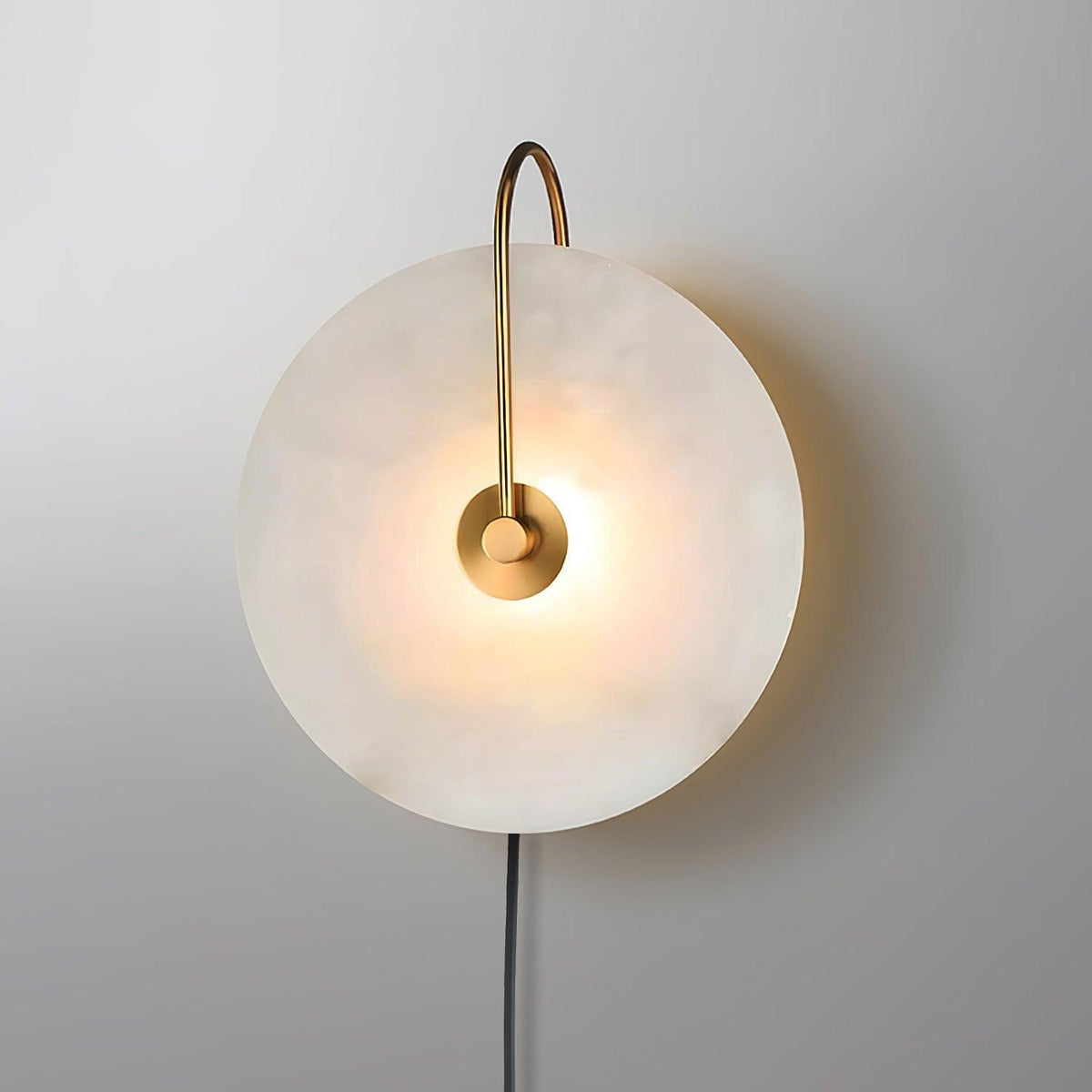Alabaster Disc LED Plug-In Wall Lamp