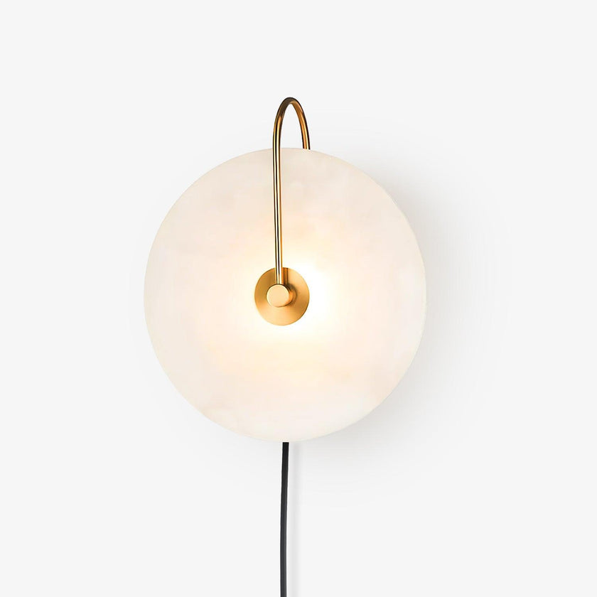 Alabaster Disc LED Plug-In Wall Lamp