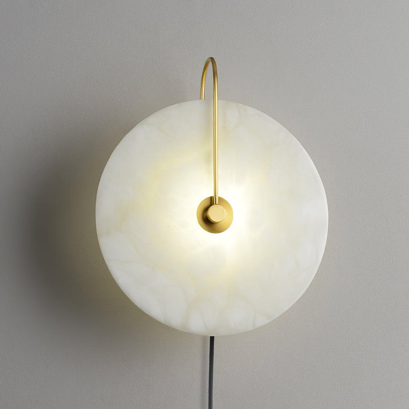 Alabaster Disc LED Plug-In Wall Lamp
