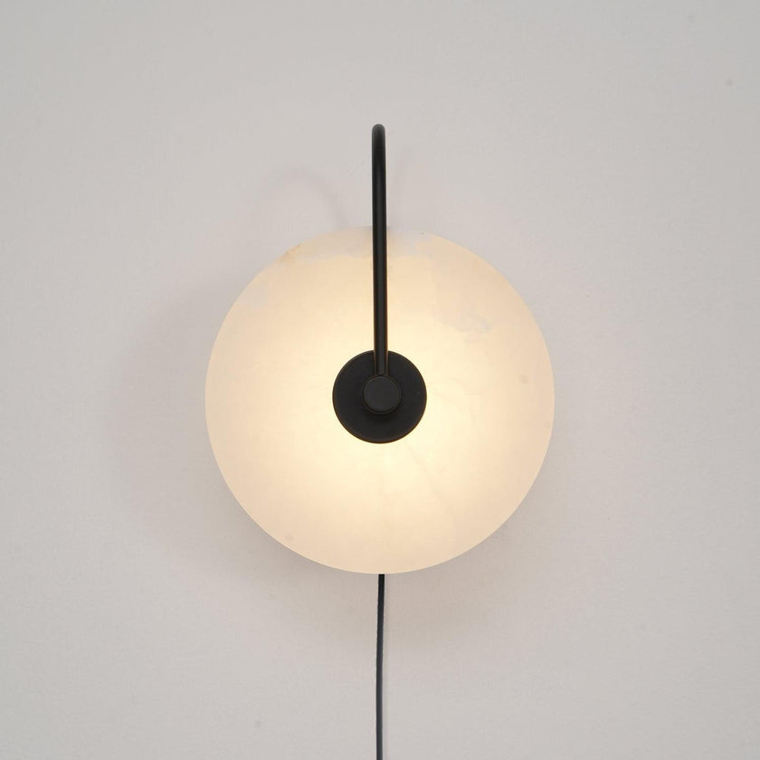 Alabaster Disc LED Plug-In Wall Lamp