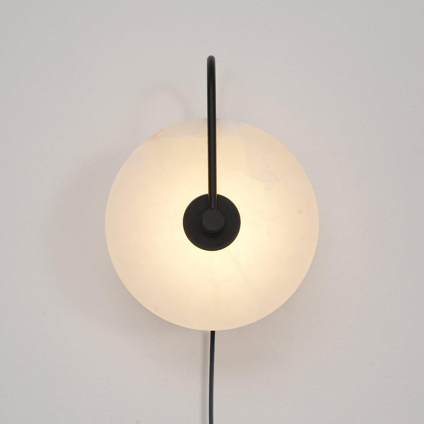 Alabaster Disc LED Plug-In Wall Lamp