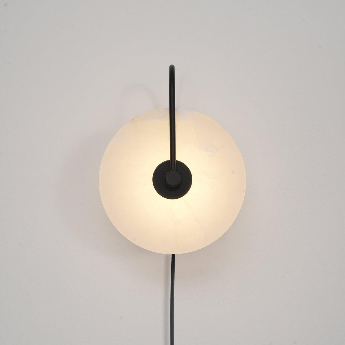 Alabaster Disc LED Plug-In Wall Lamp