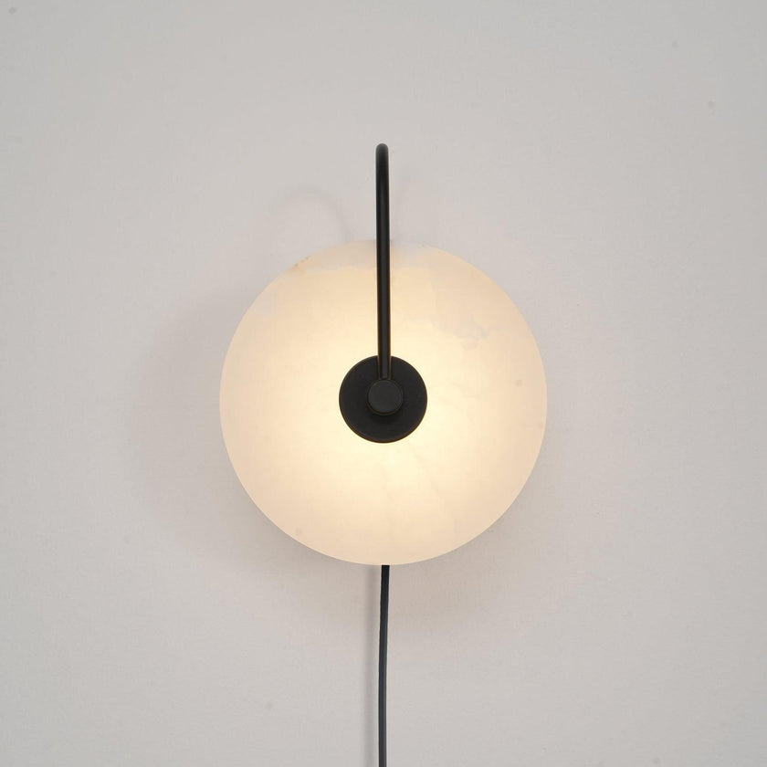Alabaster Disc LED Plug-In Wall Lamp