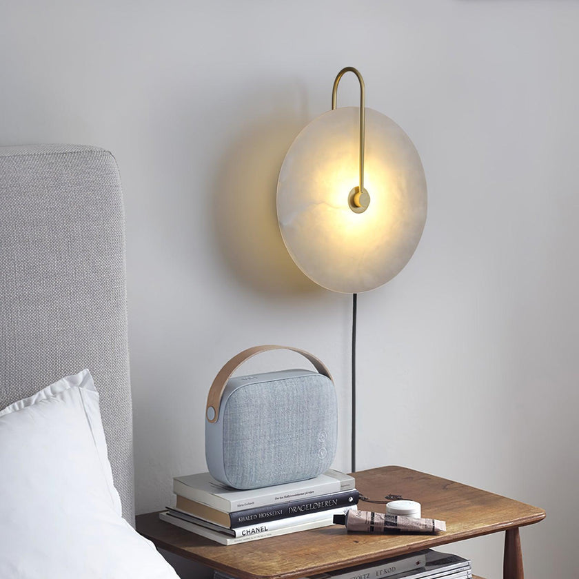 Alabaster Disc LED Plug-In Wall Lamp