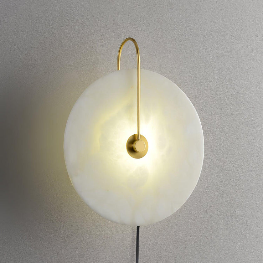 Alabaster Disc LED Plug-In Wall Lamp