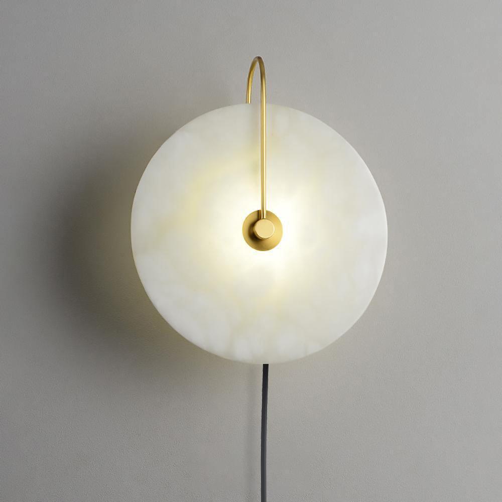Alabaster Disc LED Plug-In Wall Lamp