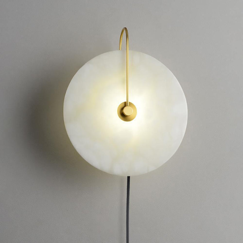 Alabaster Disc LED Plug-In Wall Lamp