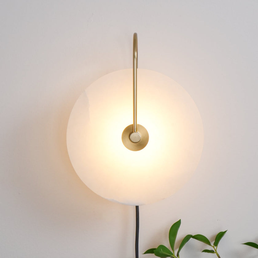 Alabaster Disc LED Plug-In Wall Lamp