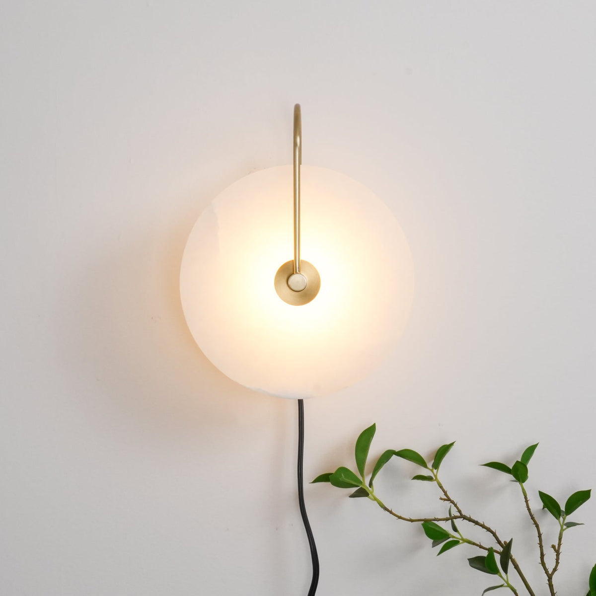 Alabaster Disc LED Plug-In Wall Lamp