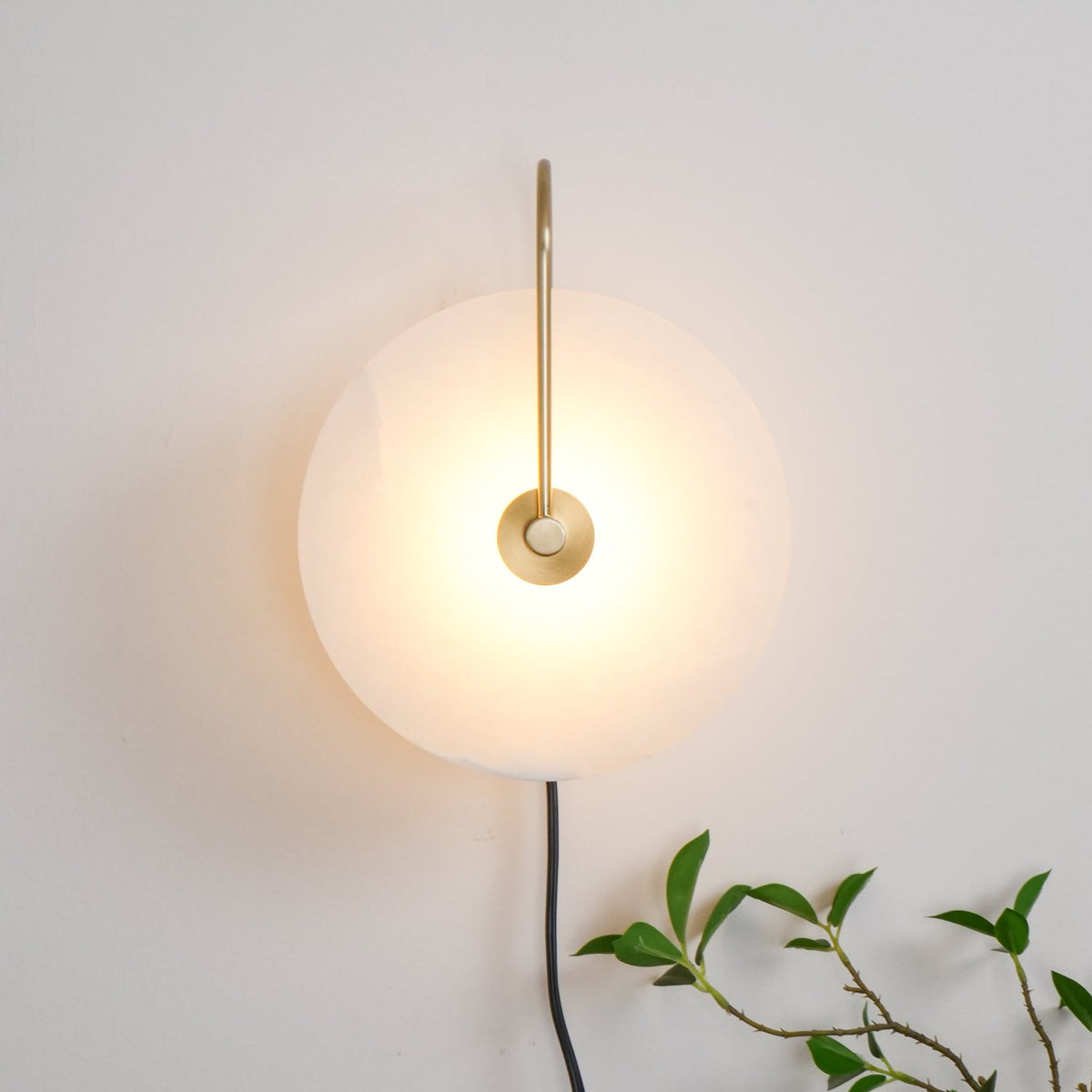 Alabaster Disc LED Plug-In Wall Lamp