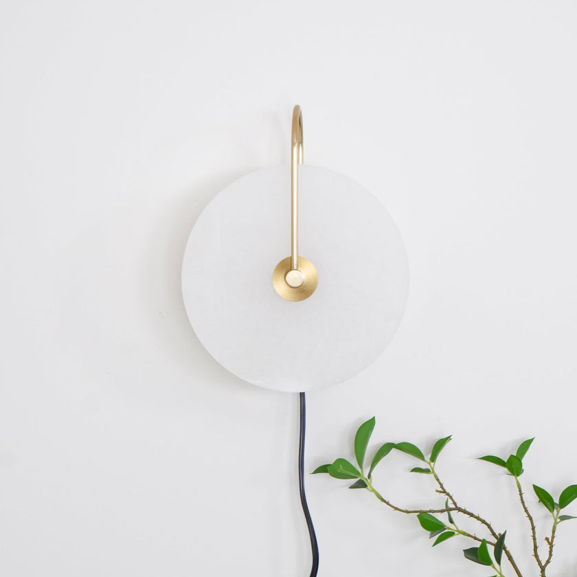Alabaster Disc LED Plug-In Wall Lamp
