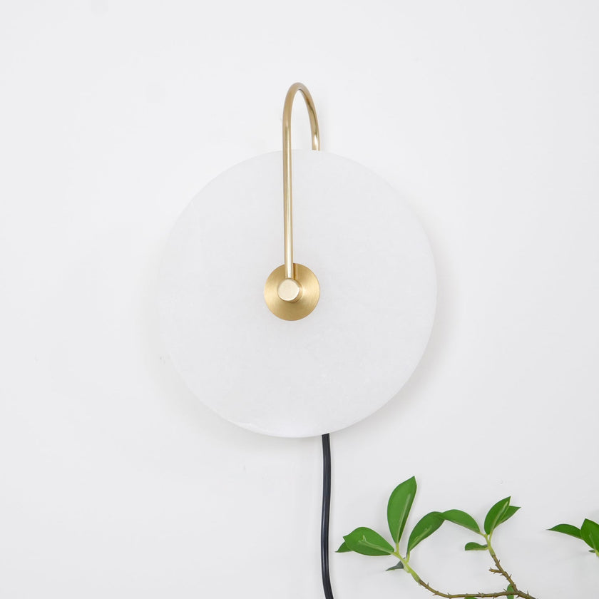 Alabaster Disc LED Plug-In Wall Lamp