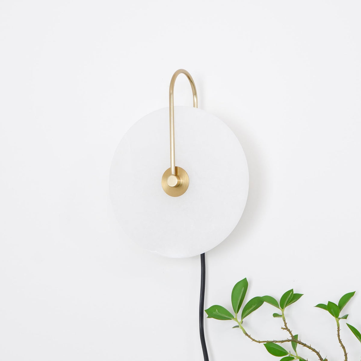 Alabaster Disc LED Plug-In Wall Lamp