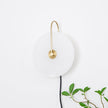 Alabaster Disc LED Plug-In Wall Lamp