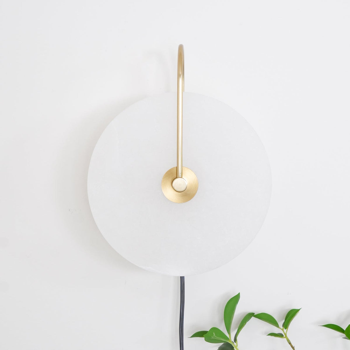 Alabaster Disc LED Plug-In Wall Lamp
