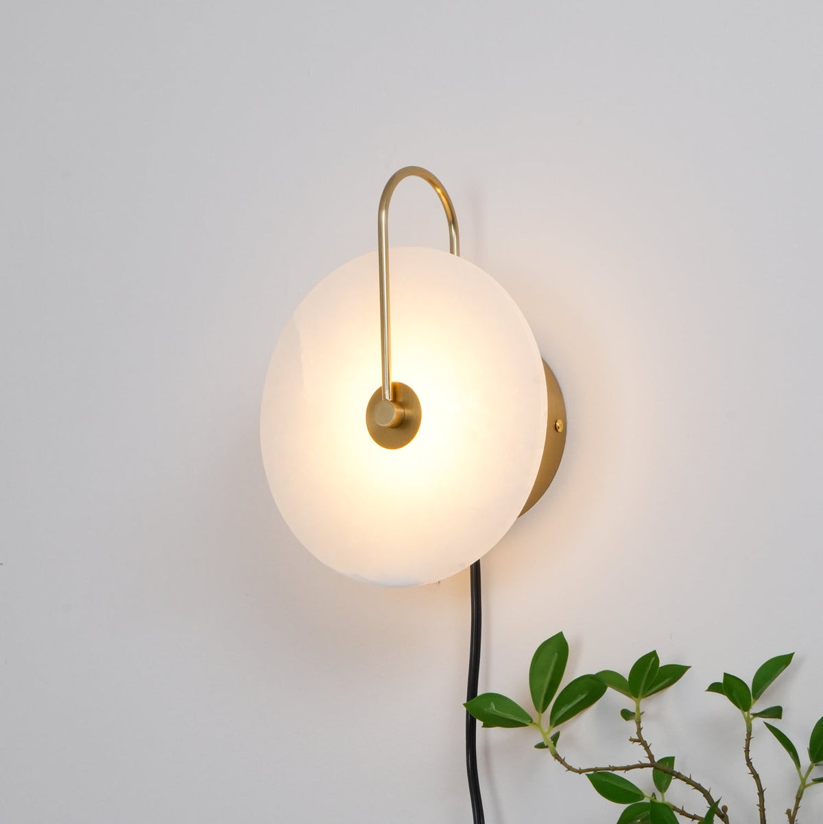 Alabaster Disc LED Plug-In Wall Lamp