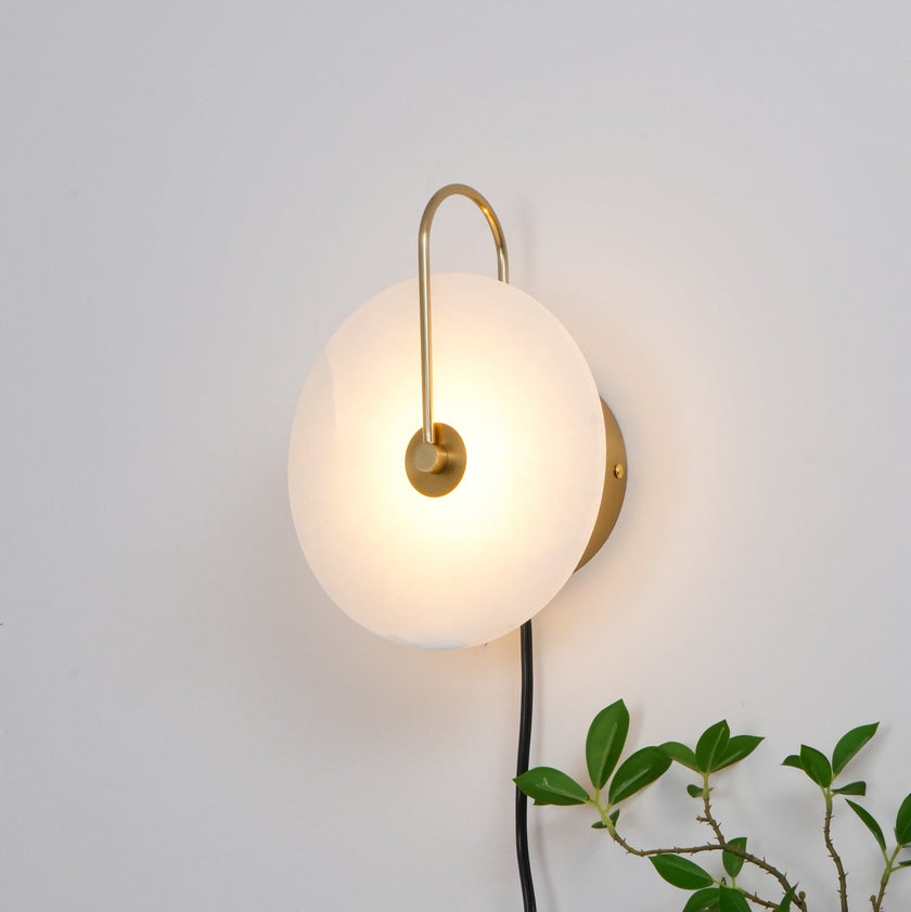 Alabaster Disc LED Plug-In Wall Lamp