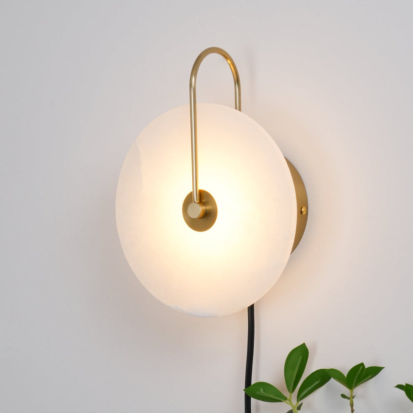 Alabaster Disc LED Plug-In Wall Lamp