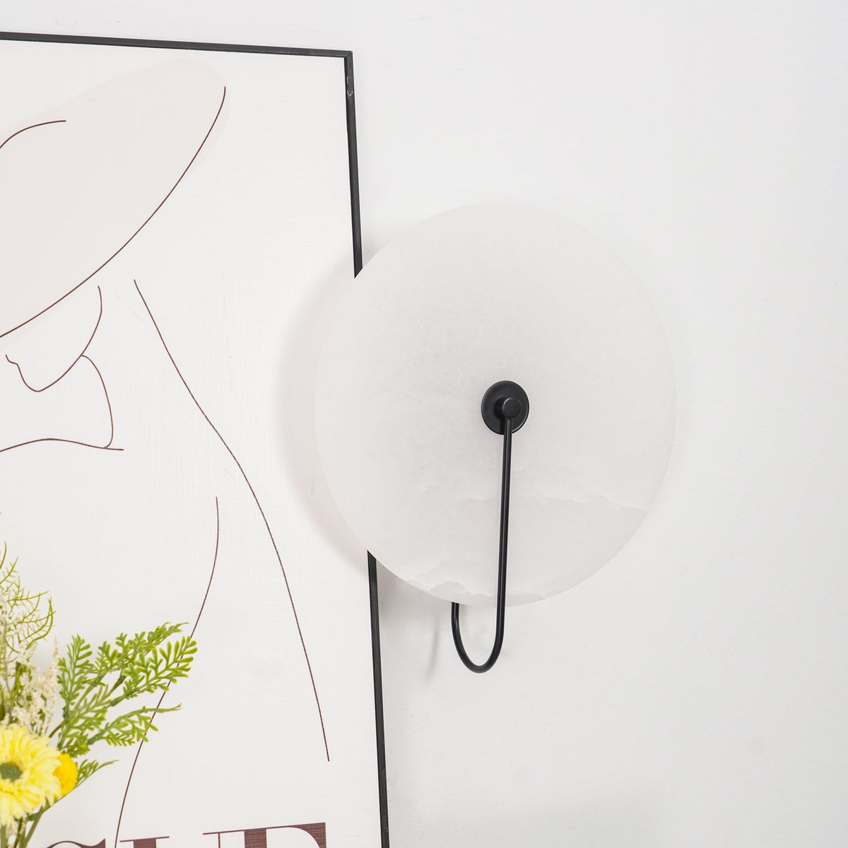 Alabaster Disc LED Plug-In Wall Lamp