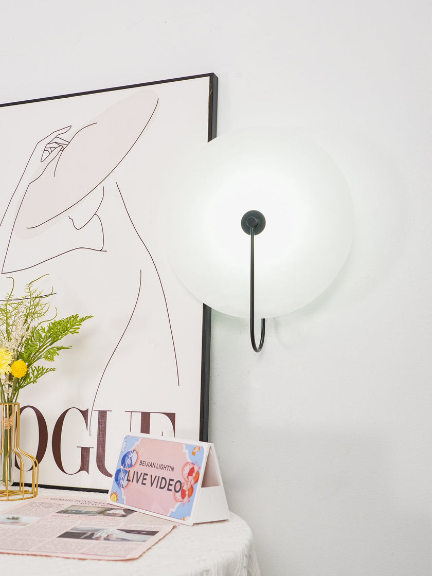 Alabaster Disc LED Plug-In Wall Lamp