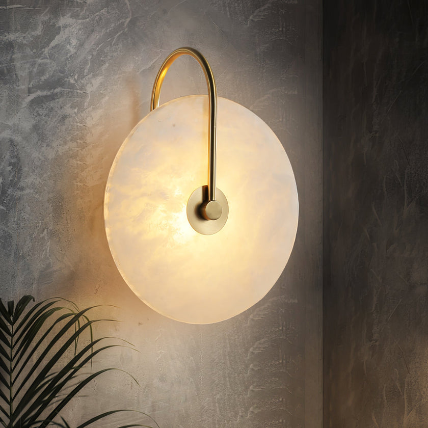Alabaster Disc LED Plug-In Wall Lamp