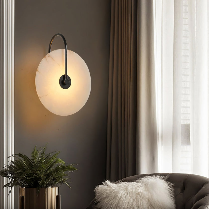 Alabaster Disc LED Plug-In Wall Lamp