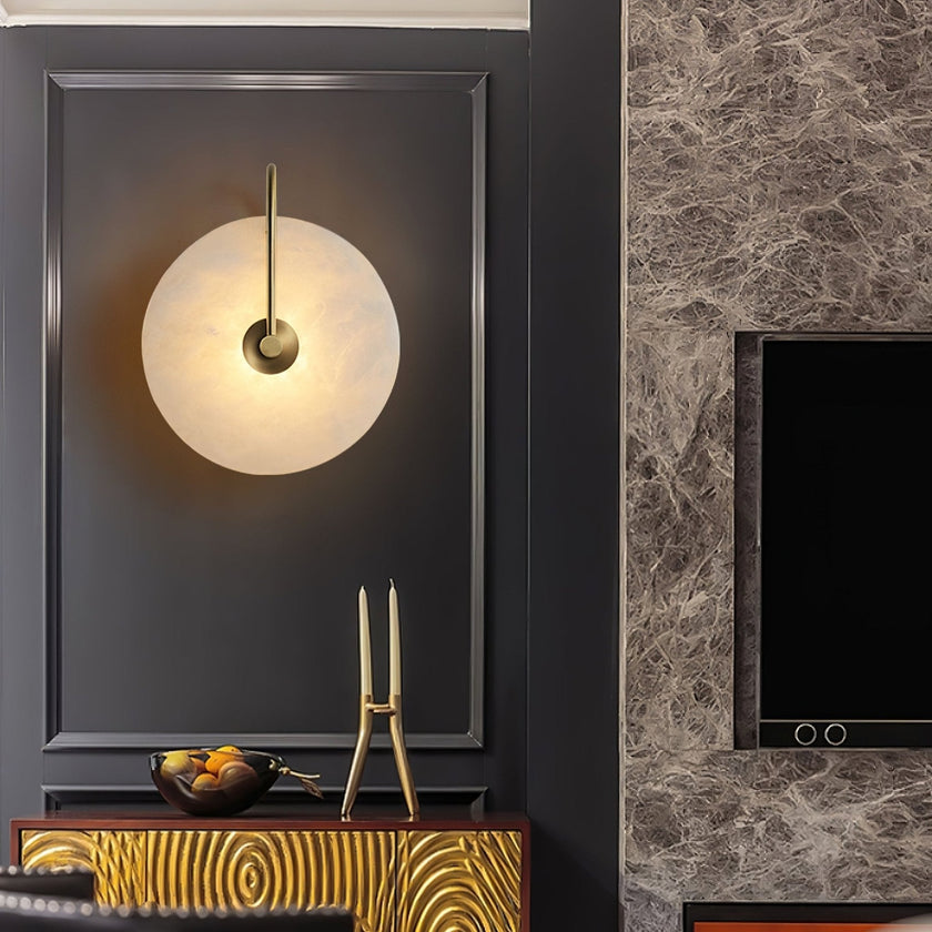 Alabaster Disc LED Plug-In Wall Lamp