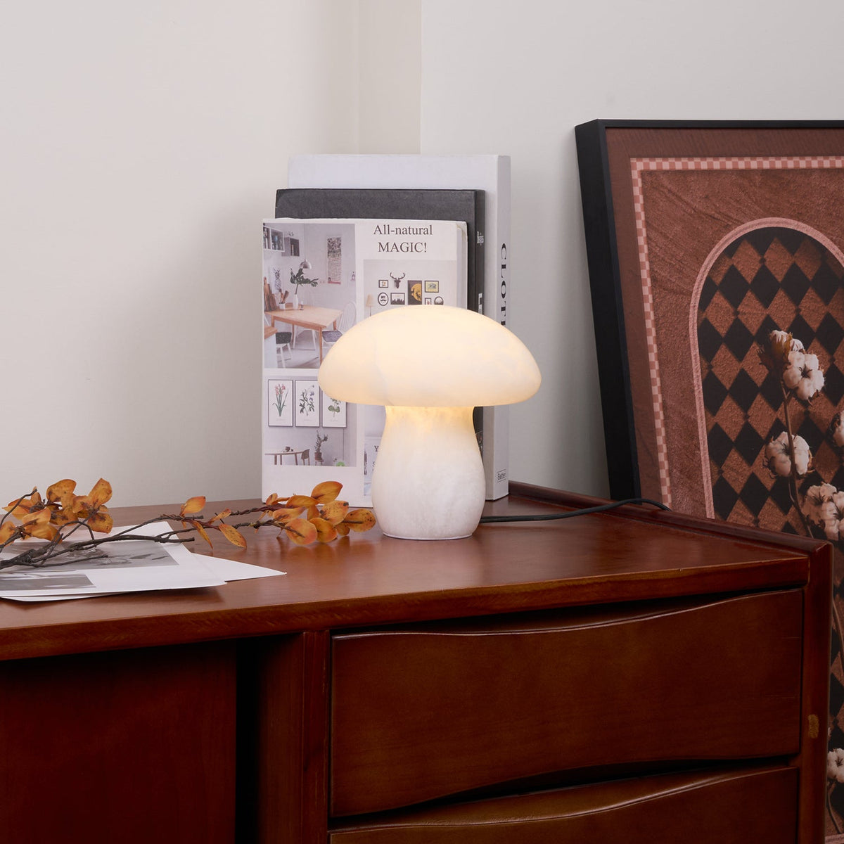 Alabaster Mushroom Dome Table Lamp