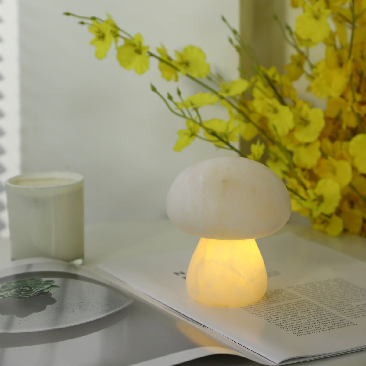 Alabaster Mushroom Dome Table Lamp