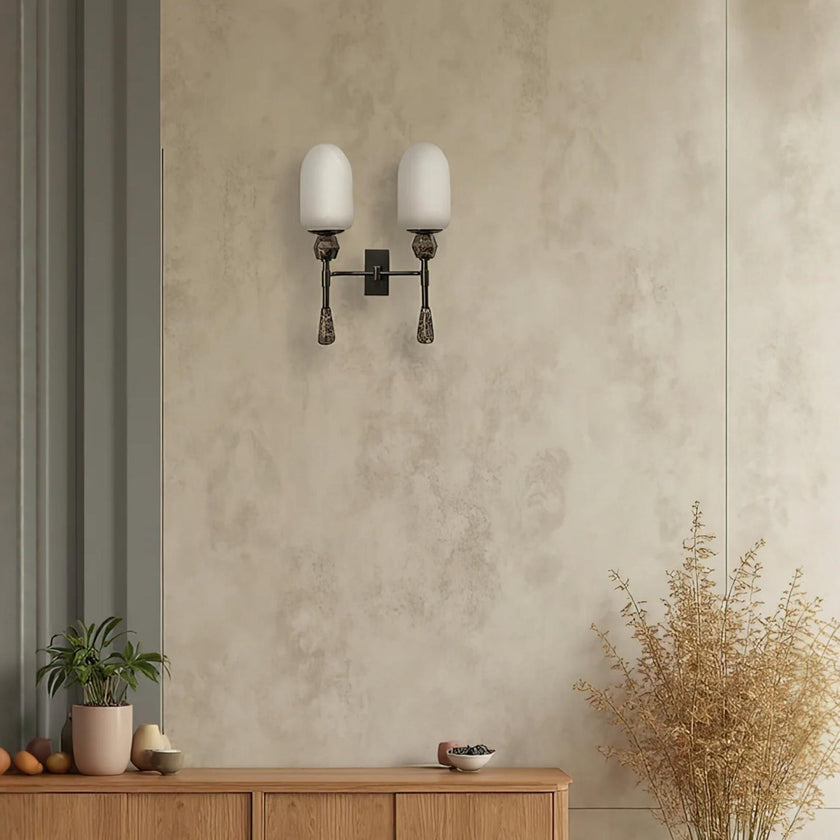 Alabaster Brass Obelisk Sconce