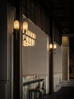 Alabaster Brass Obelisk Sconce