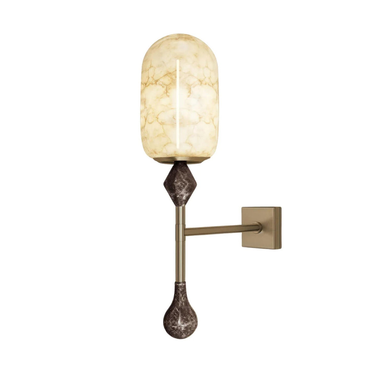 Alabaster Brass Obelisk Sconce