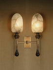 Alabaster Brass Obelisk Sconce