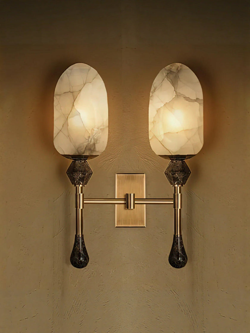 Alabaster Brass Obelisk Sconce