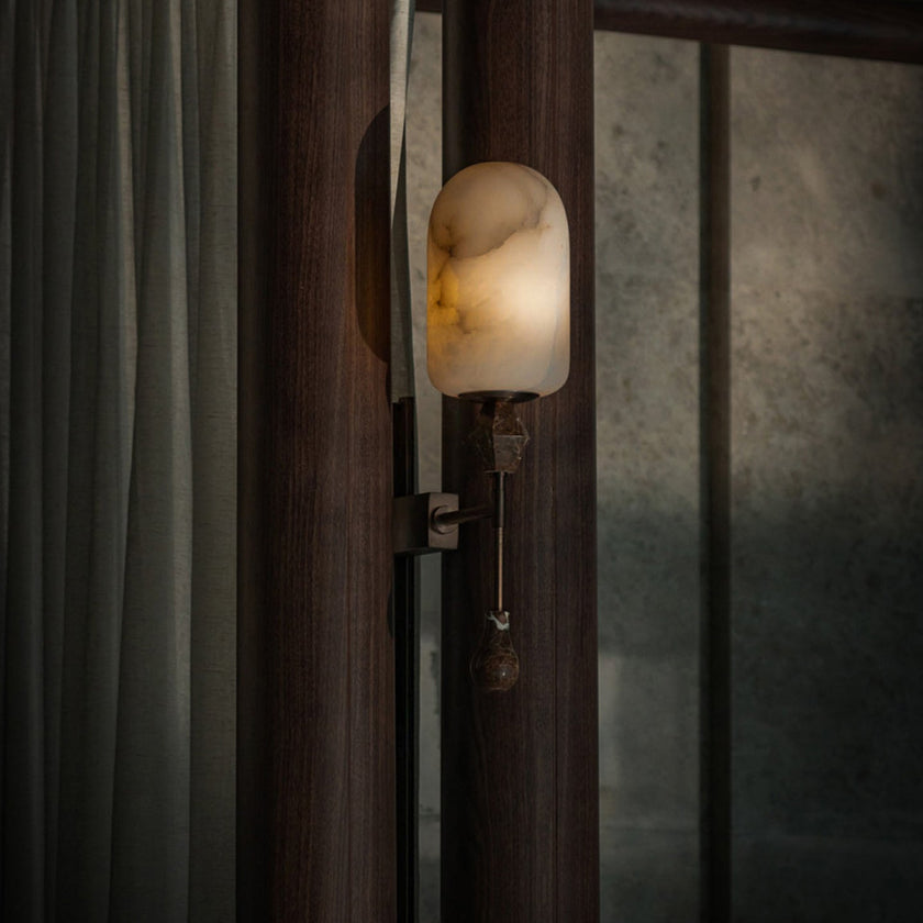 Alabaster Brass Obelisk Sconce