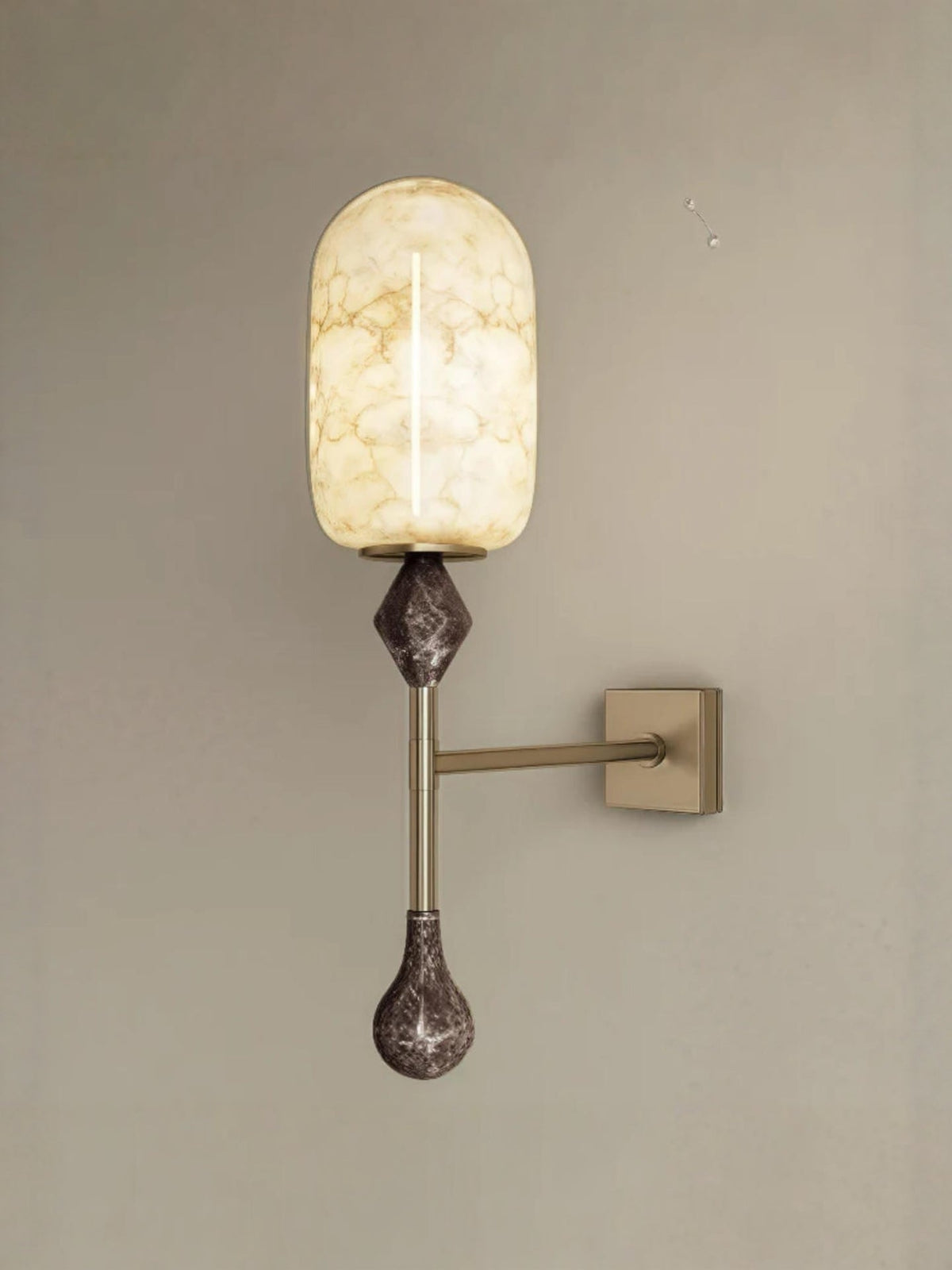 Alabaster Brass Obelisk Sconce