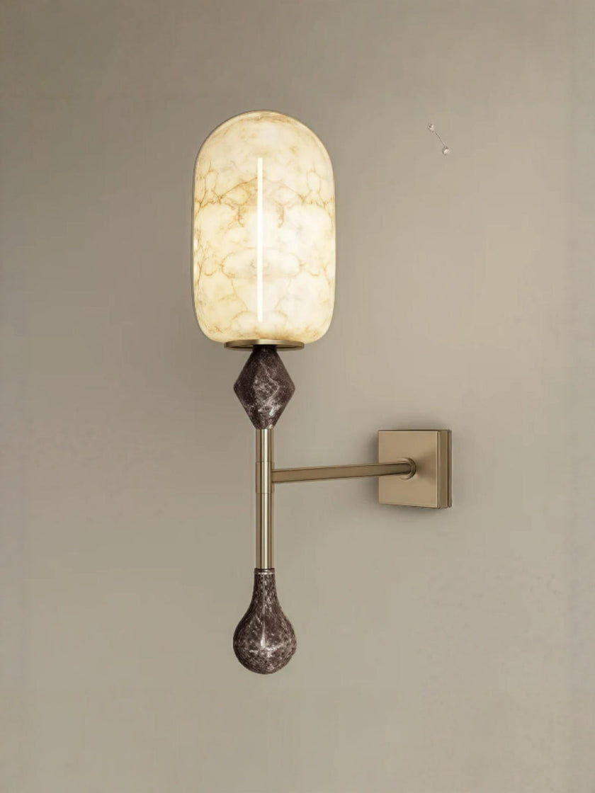 Alabaster Brass Obelisk Sconce