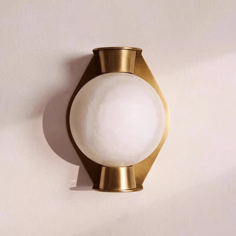 Alabaster Orb Brass Wall Sconce