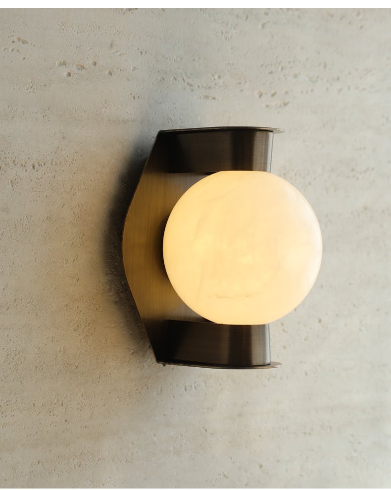 Alabaster Orb Brass Wall Sconce
