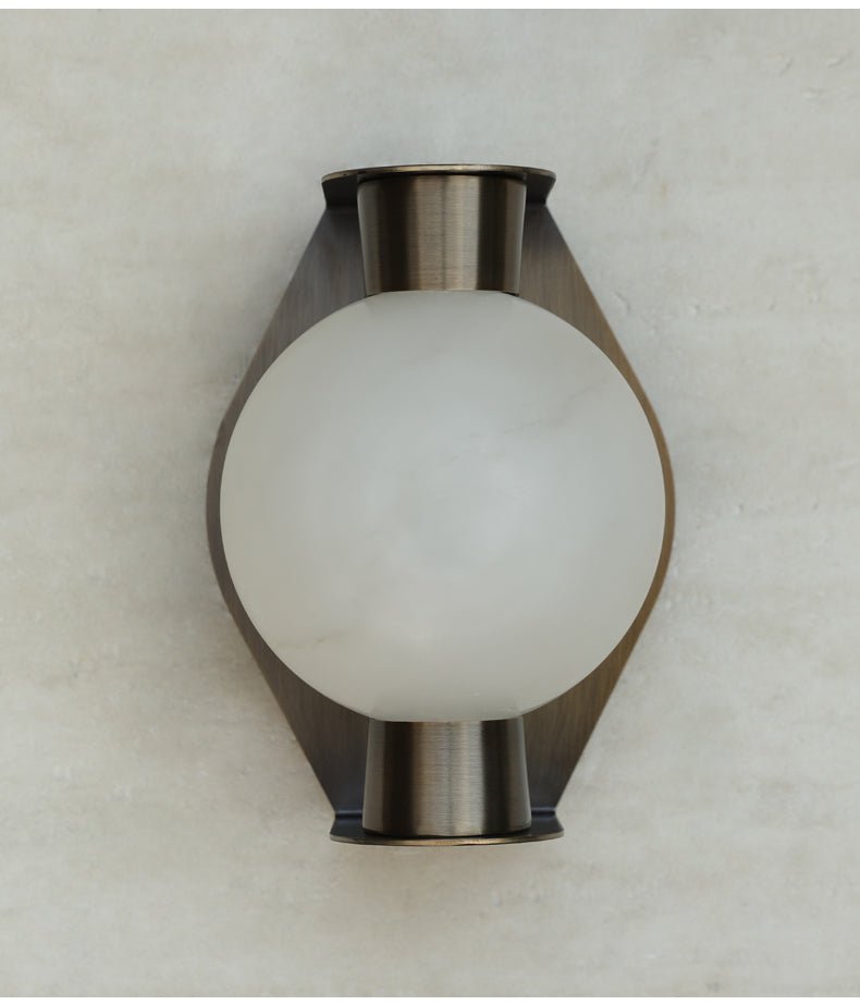 Alabaster Orb Brass Wall Sconce
