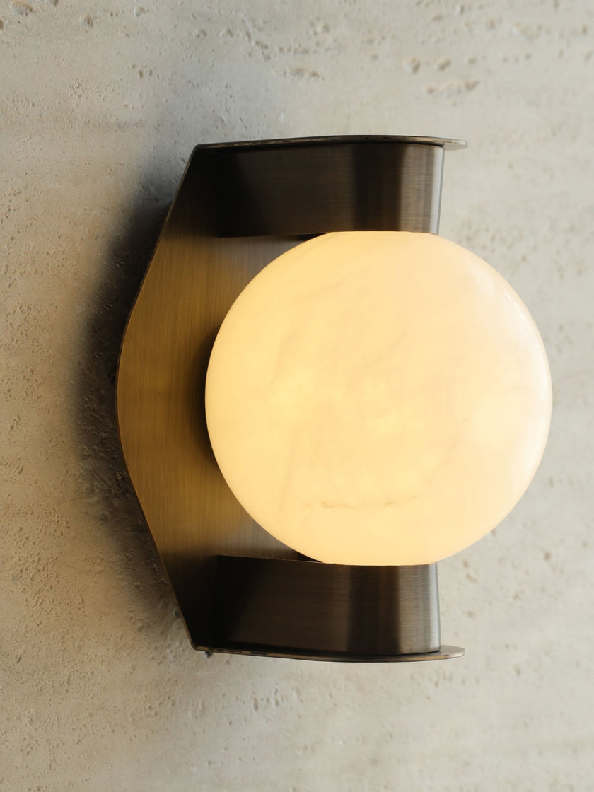 Alabaster Orb Brass Wall Sconce