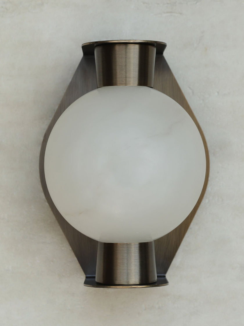 Alabaster Orb Brass Wall Sconce