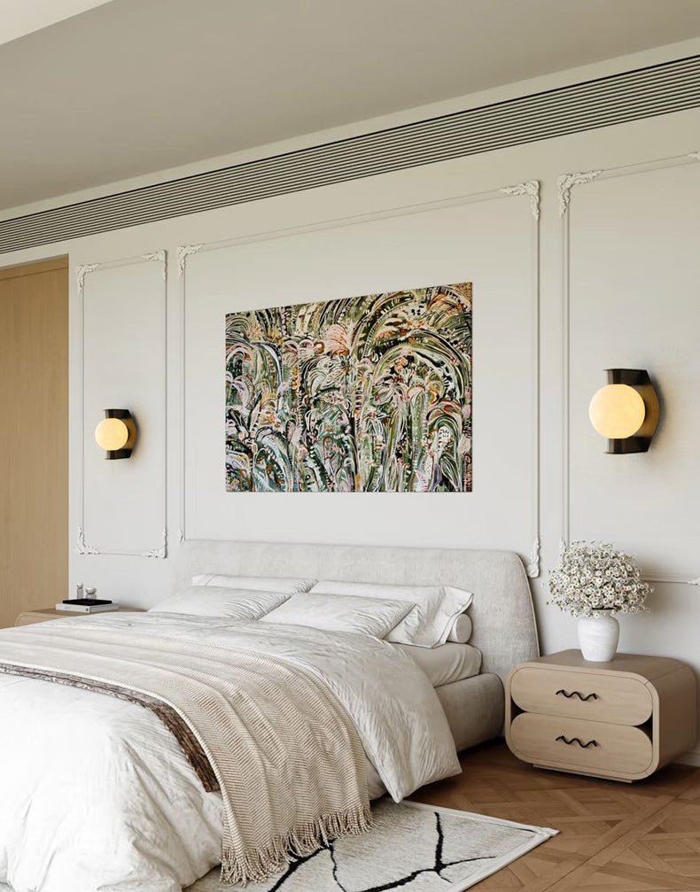 Alabaster Orb Brass Wall Sconce